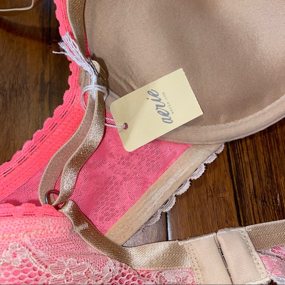 Aerie Gold Push Up Bra Pink Details - Picture 10 of 13